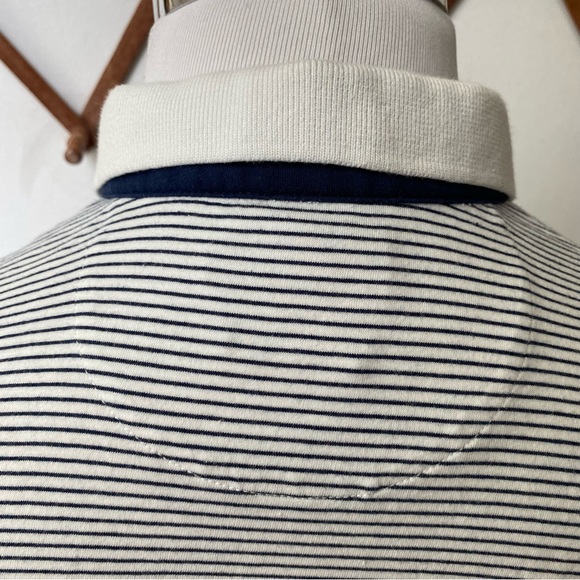 Massimo Dutti Striped Blue White Short Sleeve Polo Large - Picture 4 of 15